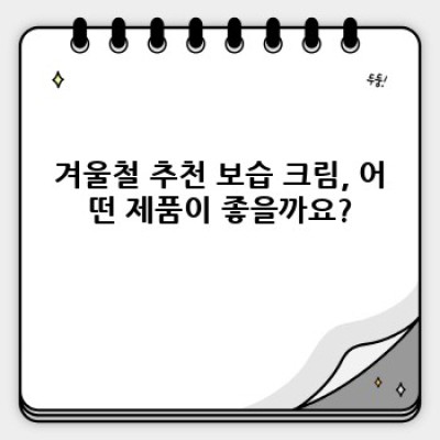 겨울철 건조함, 이제 그만! 똑똑한 겨울철 화장품 추천 가이드