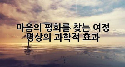 마음의 평화를 찾는 여정: 명상의 과학적 효과